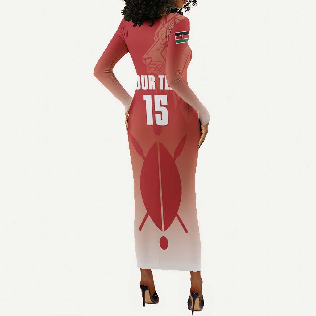 Kenya Football Custom Long Sleeve Bodycon Dress Go Harambee Stars Go LT15