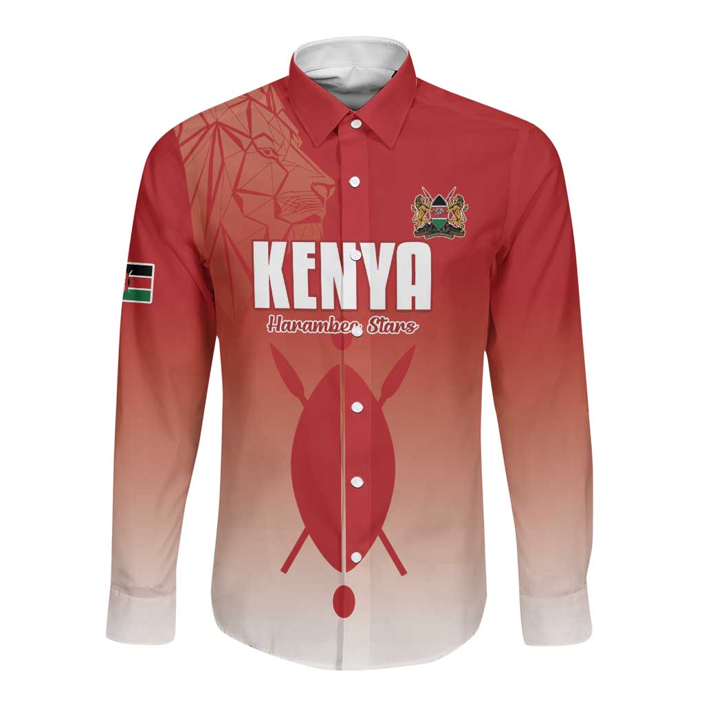 Kenya Football Custom Long Sleeve Button Shirt Go Harambee Stars Go