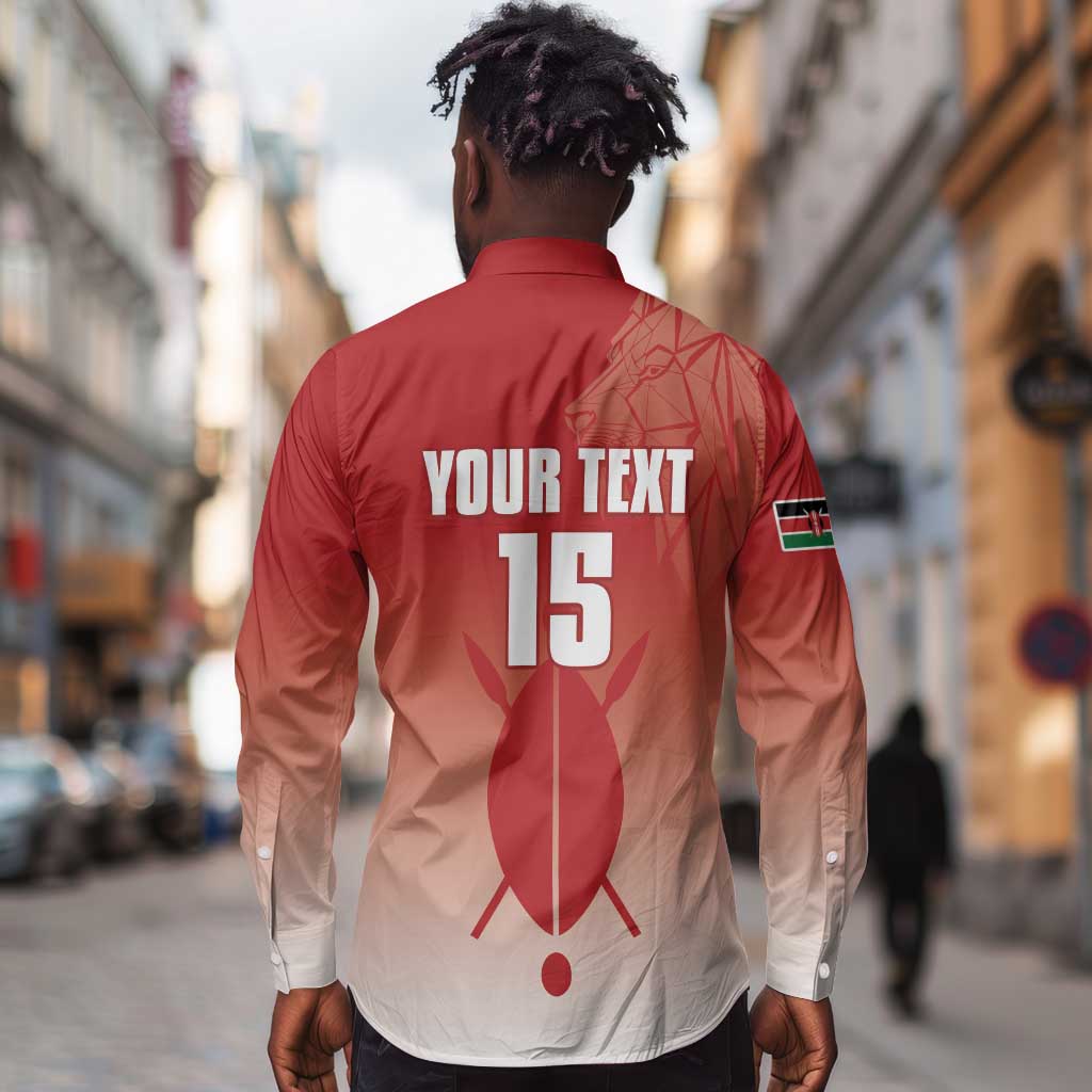 Kenya Football Custom Long Sleeve Button Shirt Go Harambee Stars Go