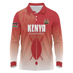 Kenya Football Custom Long Sleeve Polo Shirt Go Harambee Stars Go