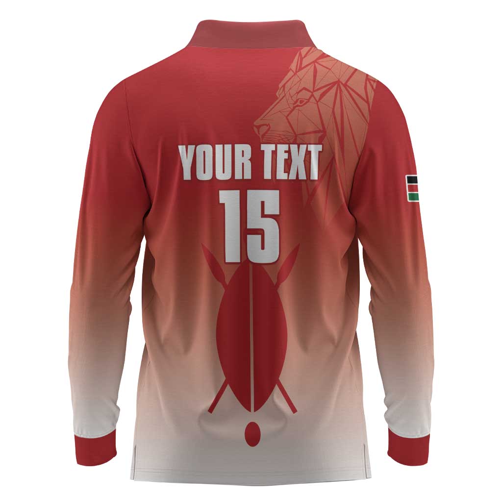 Kenya Football Custom Long Sleeve Polo Shirt Go Harambee Stars Go