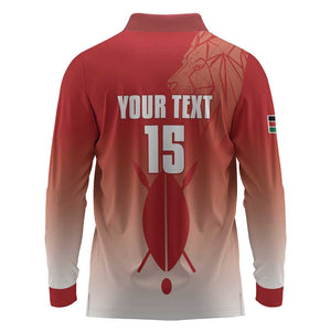 Kenya Football Custom Long Sleeve Polo Shirt Go Harambee Stars Go