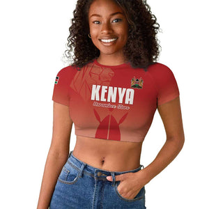 Kenya Football Custom Raglan Cropped T shirt Go Harambee Stars Go
