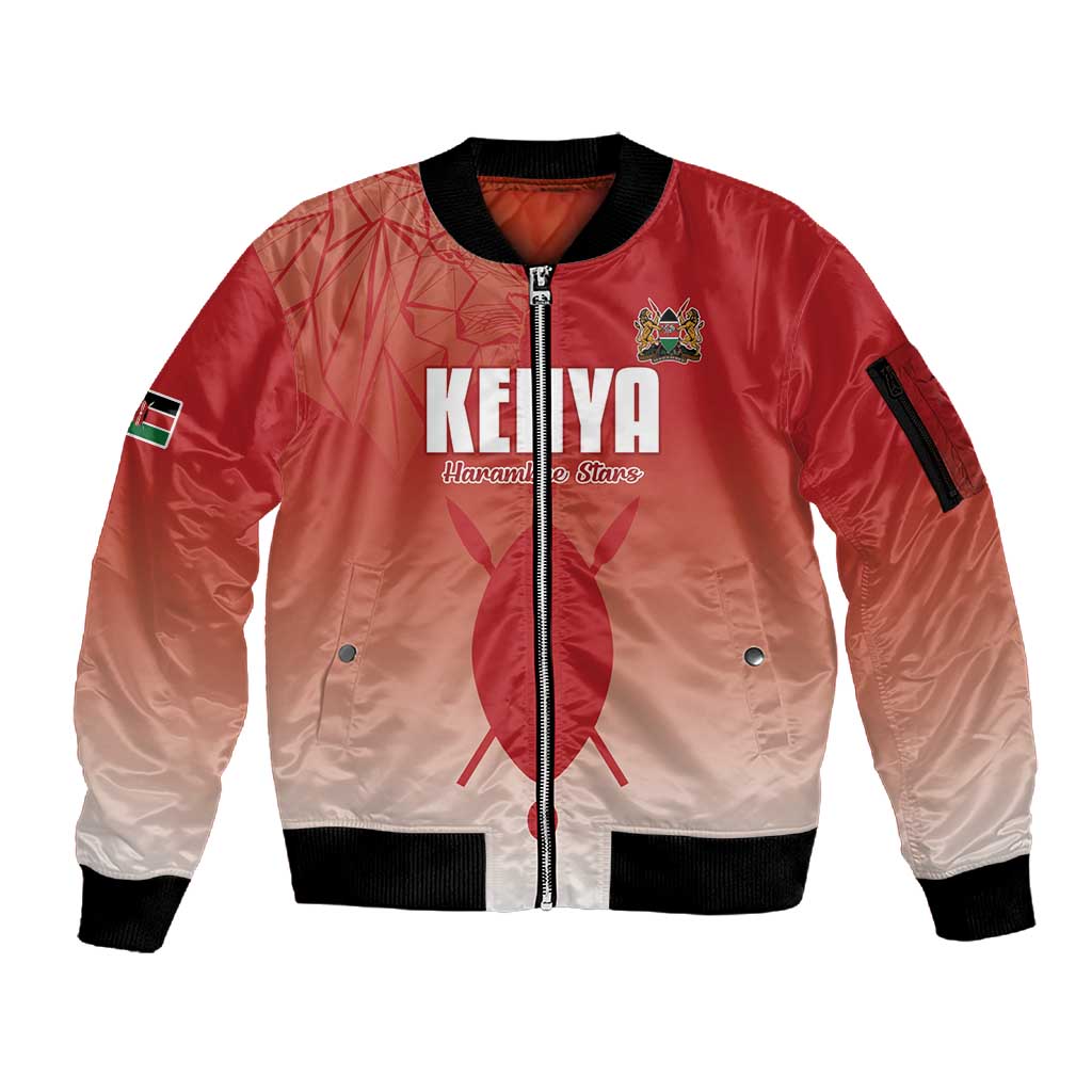 Kenya Football Custom Sleeve Zip Bomber Jacket Go Harambee Stars Go