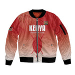 Kenya Football Custom Sleeve Zip Bomber Jacket Go Harambee Stars Go