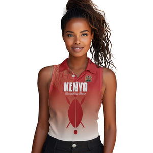 Kenya Football Custom Women Sleeveless Polo Shirt Go Harambee Stars Go