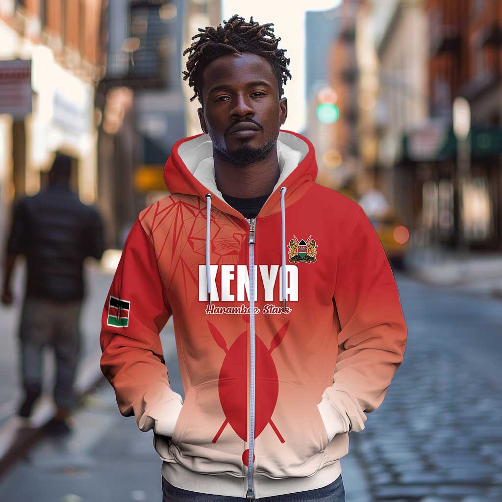 Kenya Football Custom Zip Hoodie Go Harambee Stars Go