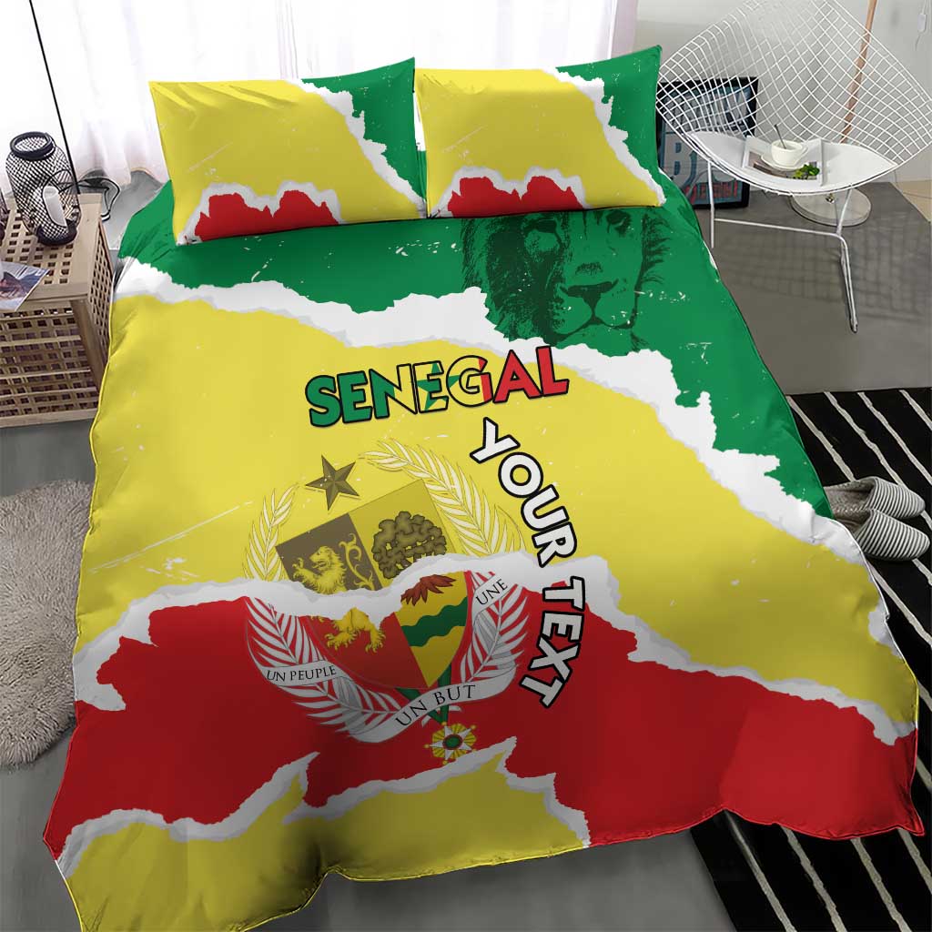 Custom Senegal Beach Soccer 2025 Bedding Set Go Champions - Grunge Style