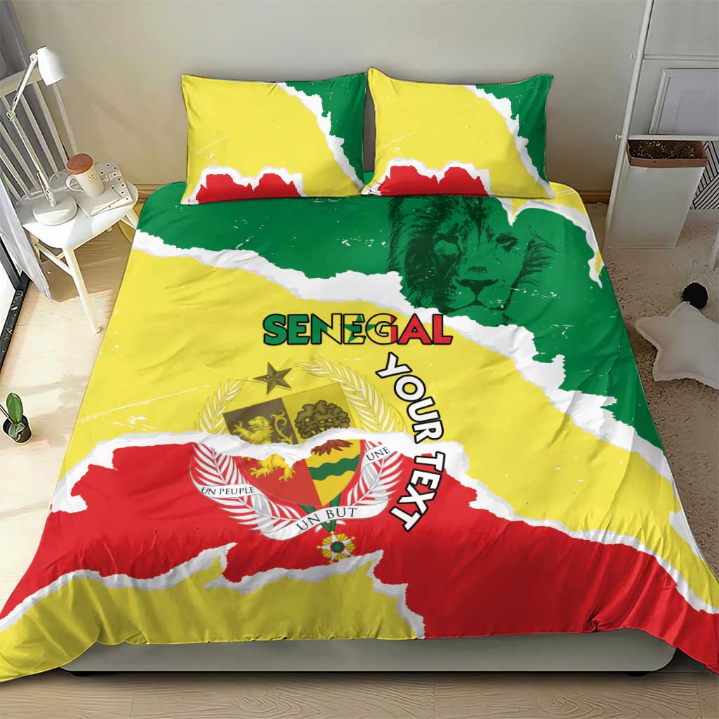 Custom Senegal Beach Soccer 2025 Bedding Set Go Champions - Grunge Style