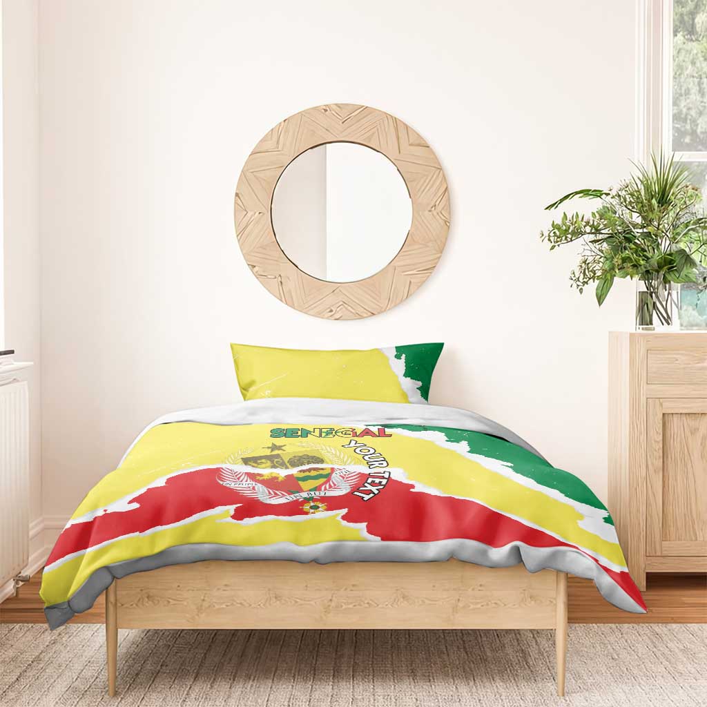 Custom Senegal Beach Soccer 2025 Bedding Set Go Champions - Grunge Style
