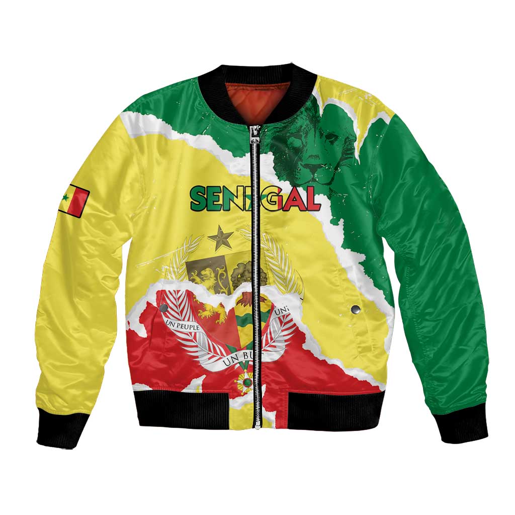Custom Senegal Beach Soccer 2025 Bomber Jacket Go Champions - Grunge Style