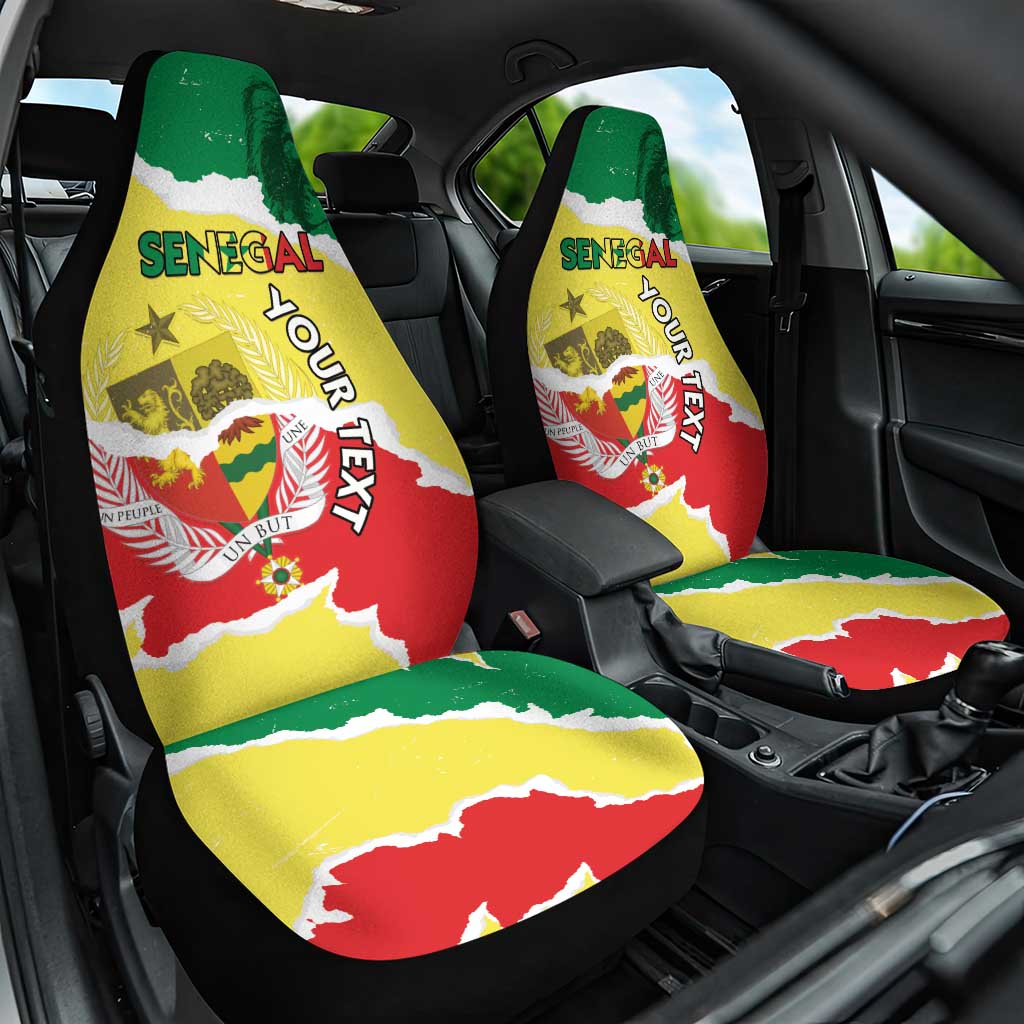 Custom Senegal Beach Soccer 2025 Car Seat Cover Go Champions - Grunge Style