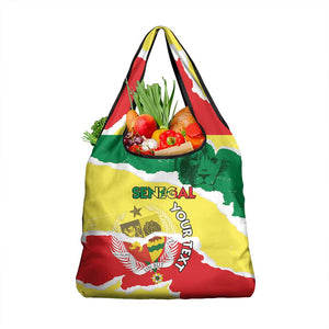 Custom Senegal Beach Soccer 2025 Grocery Bag Go Champions - Grunge Style