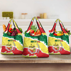 Custom Senegal Beach Soccer 2025 Grocery Bag Go Champions - Grunge Style