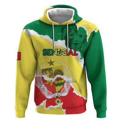 Custom Senegal Beach Soccer 2025 Hoodie Go Champions - Grunge Style