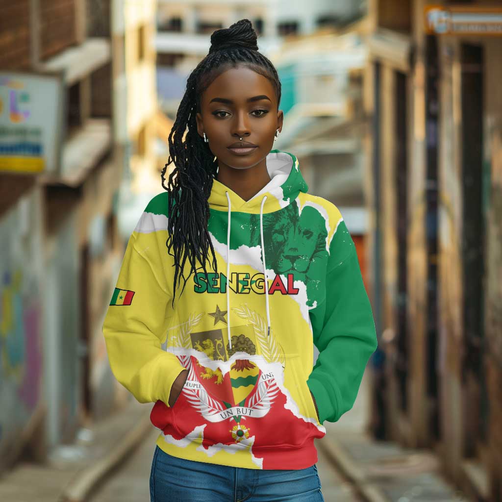 Custom Senegal Beach Soccer 2025 Hoodie Go Champions - Grunge Style