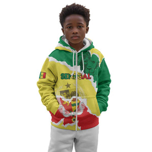 Custom Senegal Beach Soccer 2025 Kid Hoodie Go Champions - Grunge Style