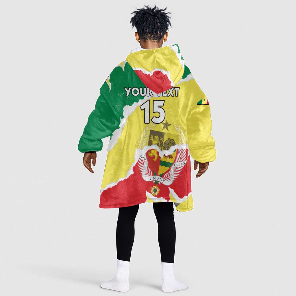 Custom Senegal Beach Soccer 2025 Kid Wearable Blanket Hoodie Go Champions - Grunge Style