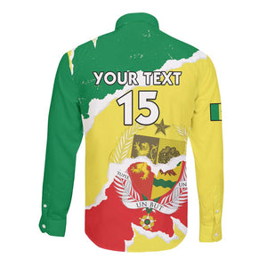 Custom Senegal Beach Soccer 2025 Long Sleeve Button Shirt Go Champions - Grunge Style