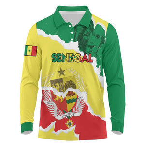Custom Senegal Beach Soccer 2025 Long Sleeve Polo Shirt Go Champions - Grunge Style