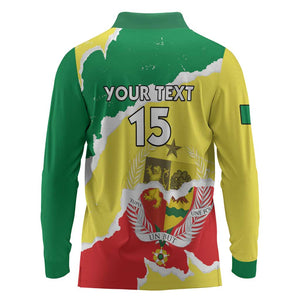 Custom Senegal Beach Soccer 2025 Long Sleeve Polo Shirt Go Champions - Grunge Style