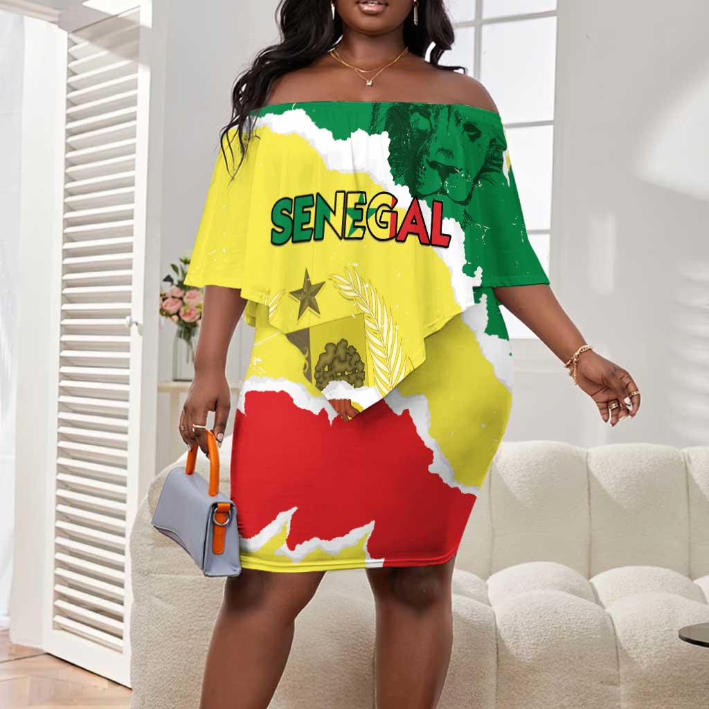 Custom Senegal Beach Soccer 2025 Off Shoulder Short Dress Go Champions - Grunge Style