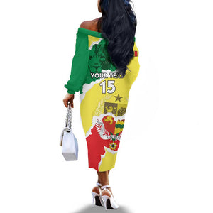 Custom Senegal Beach Soccer 2025 Off The Shoulder Long Sleeve Dress Go Champions - Grunge Style