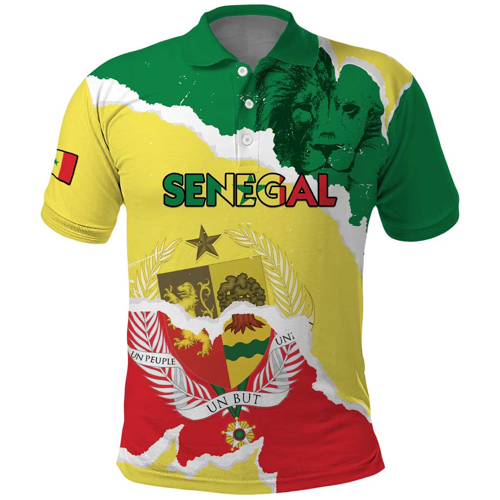 Custom Senegal Beach Soccer 2025 Polo Shirt Go Champions - Grunge Style