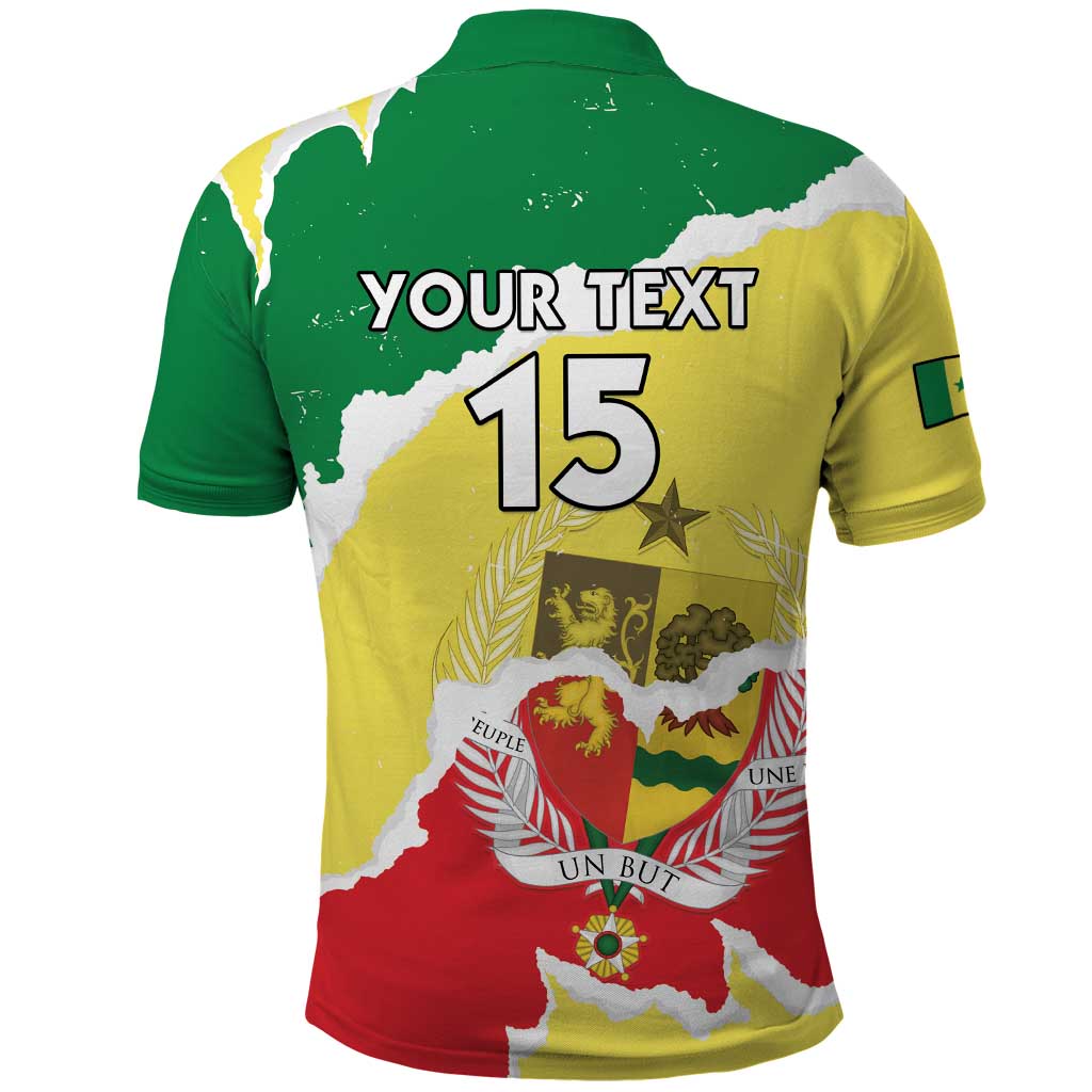 Custom Senegal Beach Soccer 2025 Polo Shirt Go Champions - Grunge Style