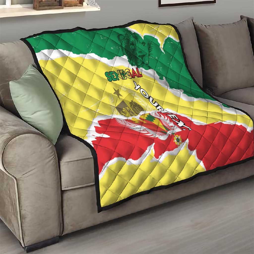 Custom Senegal Beach Soccer 2025 Quilt Go Champions - Grunge Style