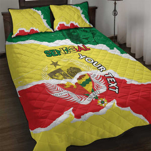 Custom Senegal Beach Soccer 2025 Quilt Bed Set Go Champions - Grunge Style