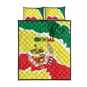 Custom Senegal Beach Soccer 2025 Quilt Bed Set Go Champions - Grunge Style