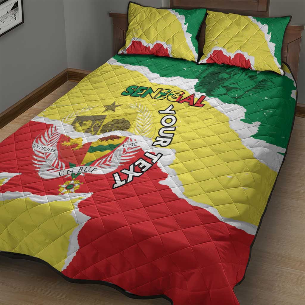 Custom Senegal Beach Soccer 2025 Quilt Bed Set Go Champions - Grunge Style