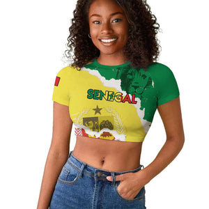 Custom Senegal Beach Soccer 2025 Raglan Cropped T shirt Go Champions - Grunge Style