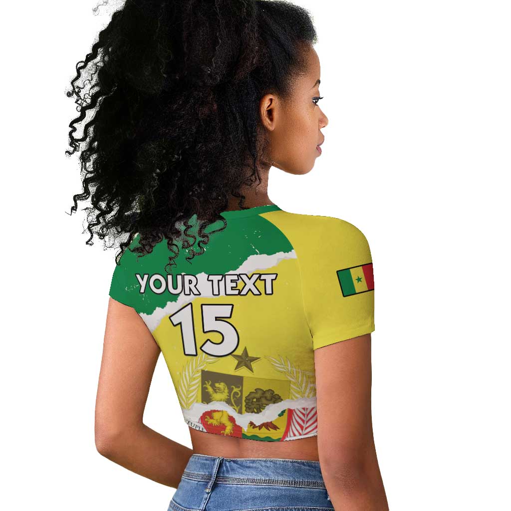Custom Senegal Beach Soccer 2025 Raglan Cropped T shirt Go Champions - Grunge Style