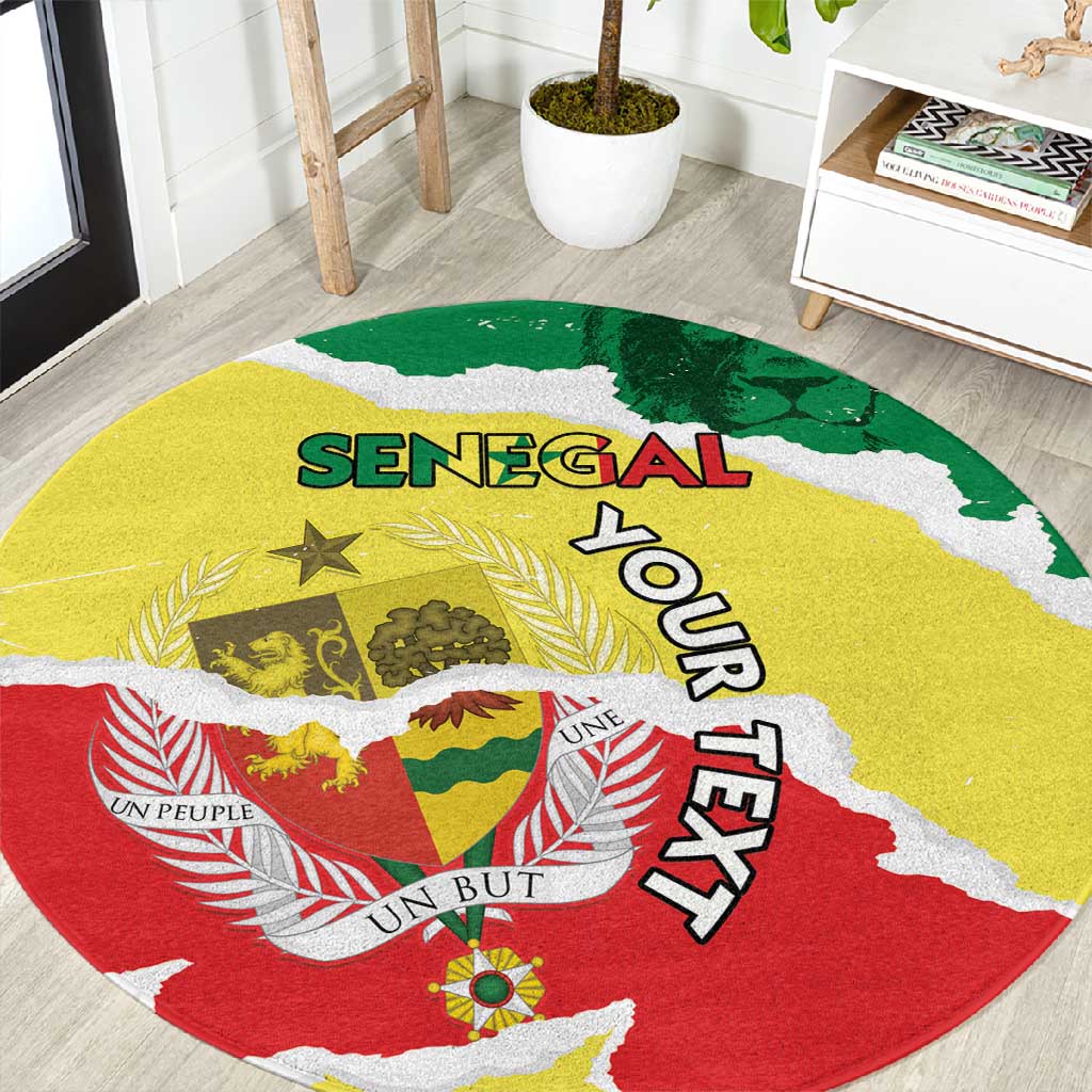 Custom Senegal Beach Soccer 2025 Round Carpet Go Champions - Grunge Style