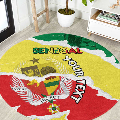 Custom Senegal Beach Soccer 2025 Round Carpet Go Champions - Grunge Style