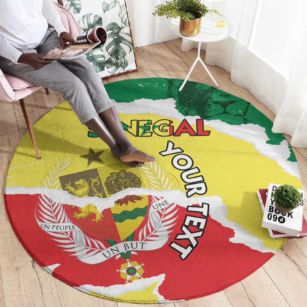 Custom Senegal Beach Soccer 2025 Round Carpet Go Champions - Grunge Style