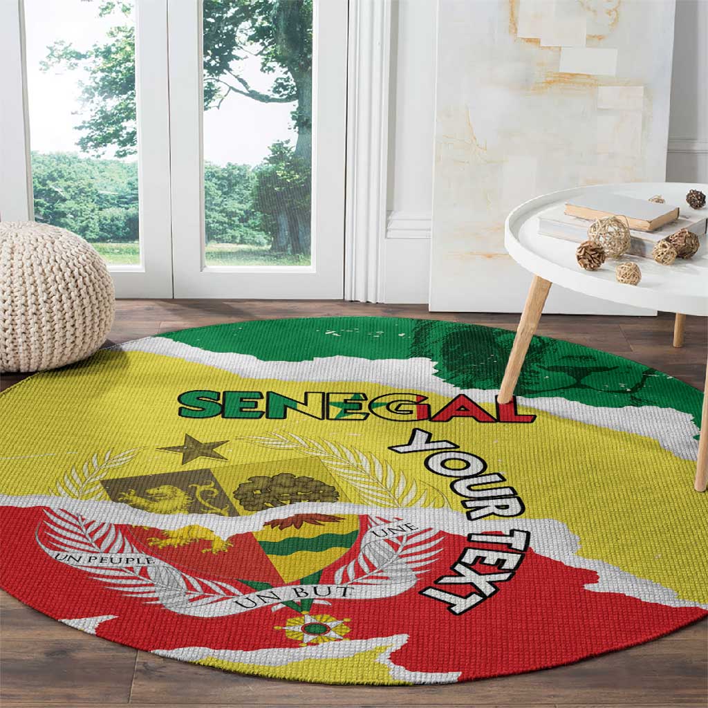 Custom Senegal Beach Soccer 2025 Round Carpet Go Champions - Grunge Style