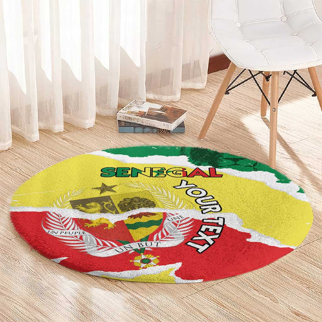 Custom Senegal Beach Soccer 2025 Round Carpet Go Champions - Grunge Style