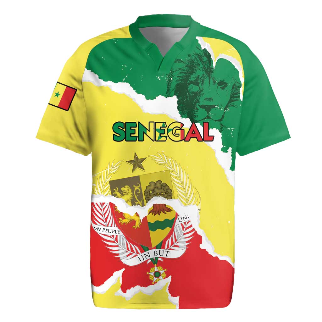 Custom Senegal Beach Soccer 2025 Rugby Jersey Go Champions - Grunge Style