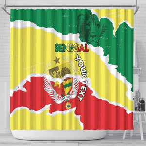 Custom Senegal Beach Soccer 2025 Shower Curtain Go Champions - Grunge Style