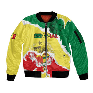 Custom Senegal Beach Soccer 2025 Sleeve Zip Bomber Jacket Go Champions - Grunge Style