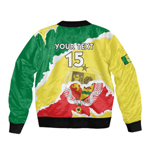 Custom Senegal Beach Soccer 2025 Sleeve Zip Bomber Jacket Go Champions - Grunge Style