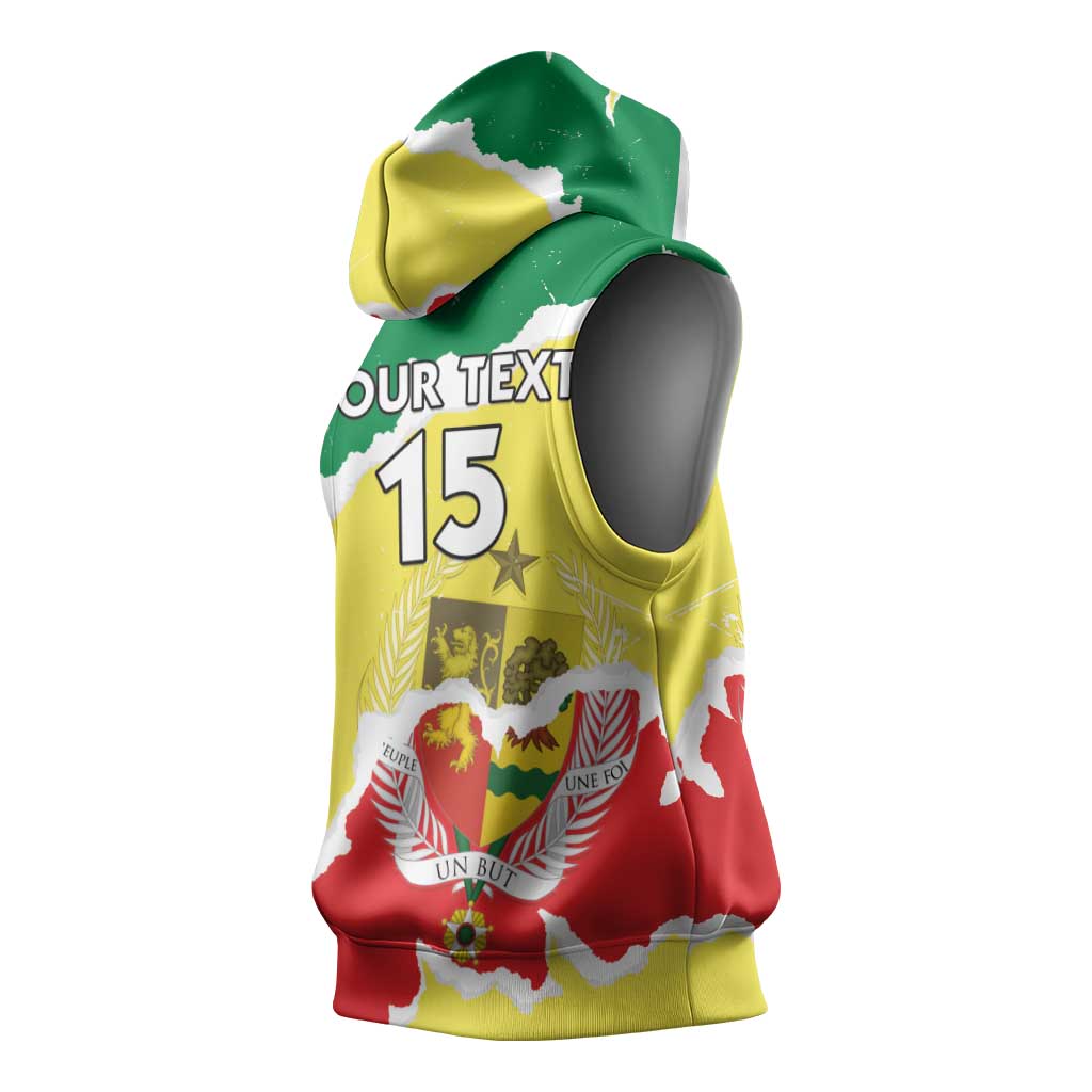 Custom Senegal Beach Soccer 2025 Sleeveless Hoodie Go Champions - Grunge Style - African Pride