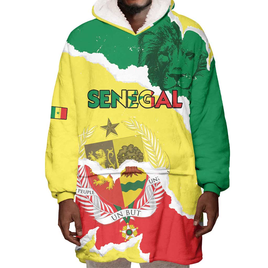 Custom Senegal Beach Soccer 2025 Wearable Blanket Hoodie Go Champions - Grunge Style