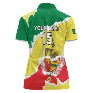 Custom Senegal Beach Soccer 2025 Women Polo Shirt Go Champions - Grunge Style