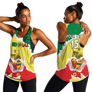 Custom Senegal Beach Soccer 2025 Women Racerback Tank Go Champions - Grunge Style