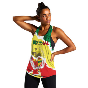 Custom Senegal Beach Soccer 2025 Women Racerback Tank Go Champions - Grunge Style