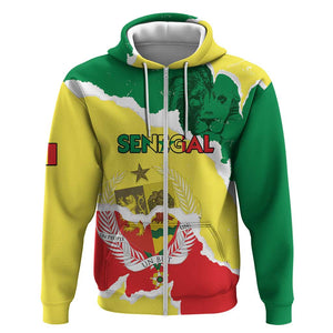 Custom Senegal Beach Soccer 2025 Zip Hoodie Go Champions - Grunge Style